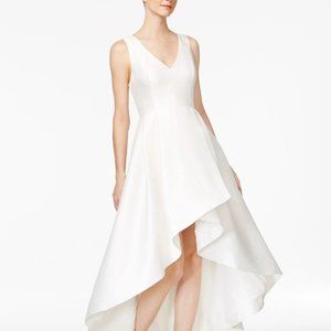 CALVIN KLEIN High-Low A-Line Gown Eggshell prom wedding